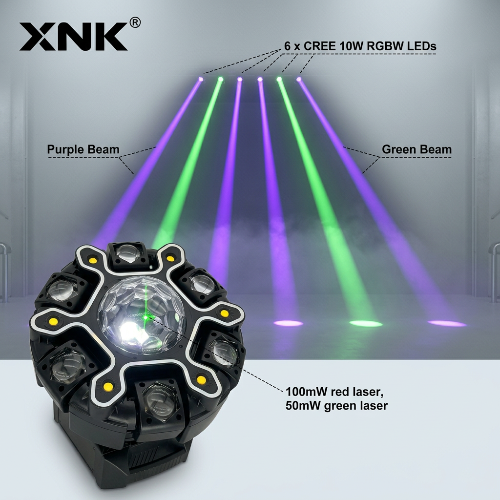 XNK-SPL-684 twelve-arm LED strip DJ light detail view