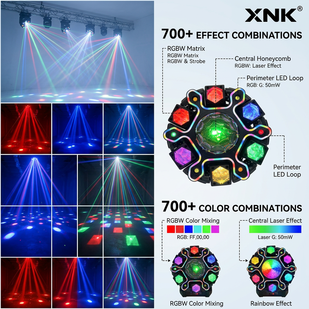 XNK-SPL-684 twelve-arm LED strip DJ light product detail view